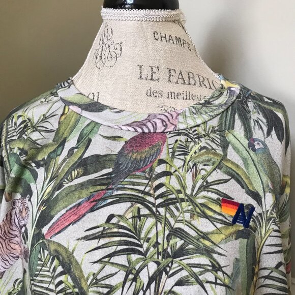 Aviator Nation Jungle Cropped Sweatshirt Pullover Womens XL Green Long Sleeve AN - Picture 5 of 12